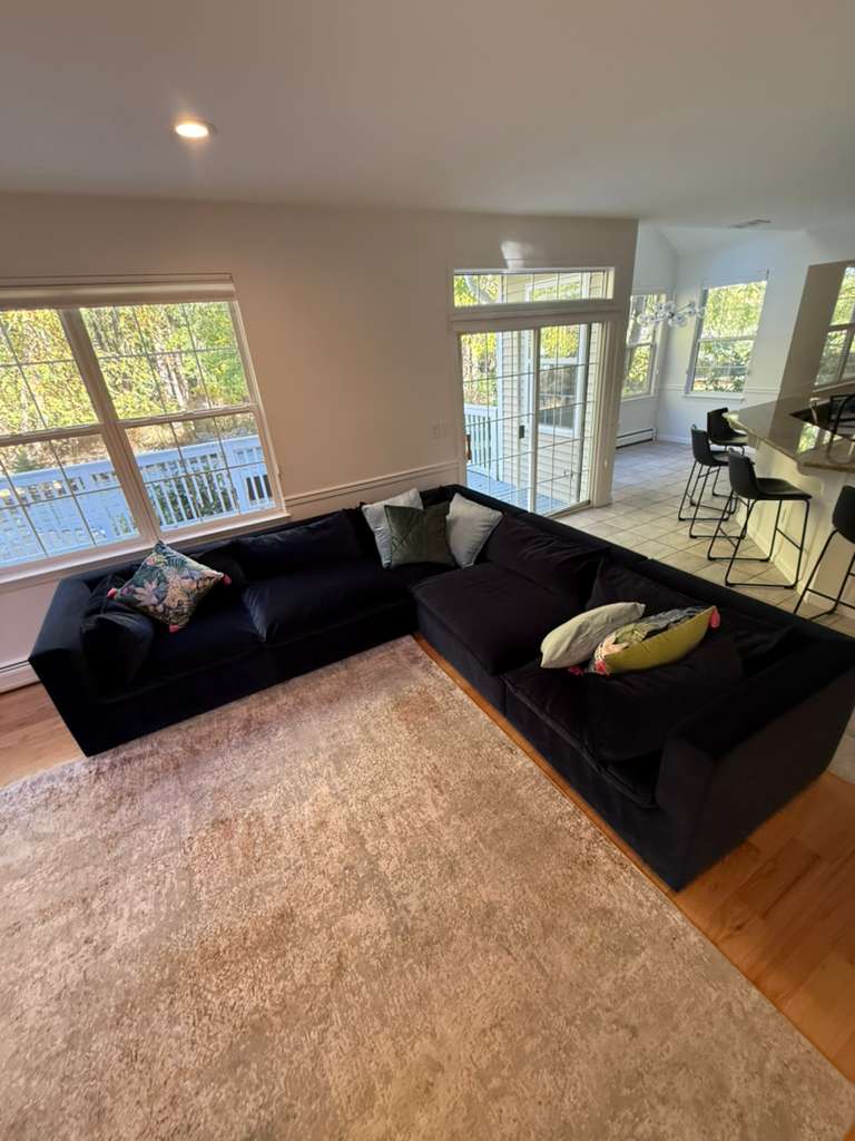 Monterey Modular 4-Piece Navy Blue L-Shaped Sectional Sofa | Modern Fabric Couch