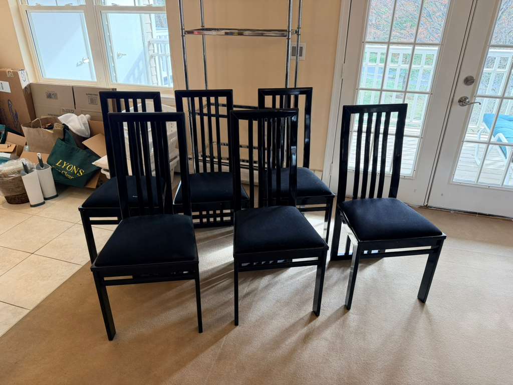 Set Of 6 Tonon Italian Modern Black Dining Chairs