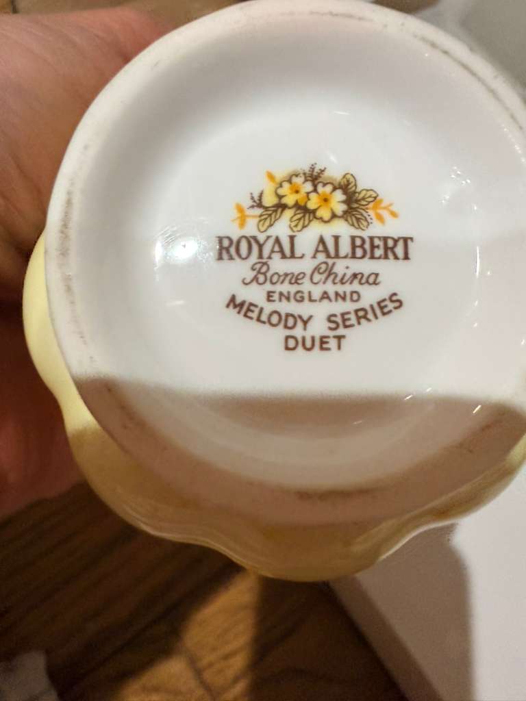 Royal Albert Melody Series “Duet” Yellow Floral Bone China Teacup & Saucer