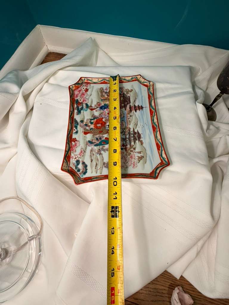 Vintage Japanese Porcelain Rectangular Plate Geisha Scene Made in Japan