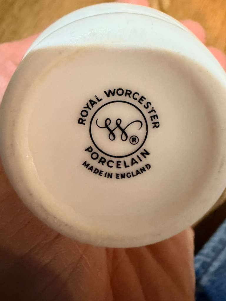 Vtg Royal Worcester Porcelain Egg Coddlers Pair with Chrome Lids Made in England