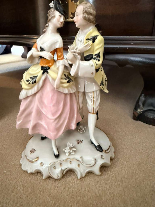 Antique German Porcelain Figurine Romantic Couple Hand Painted Victorian