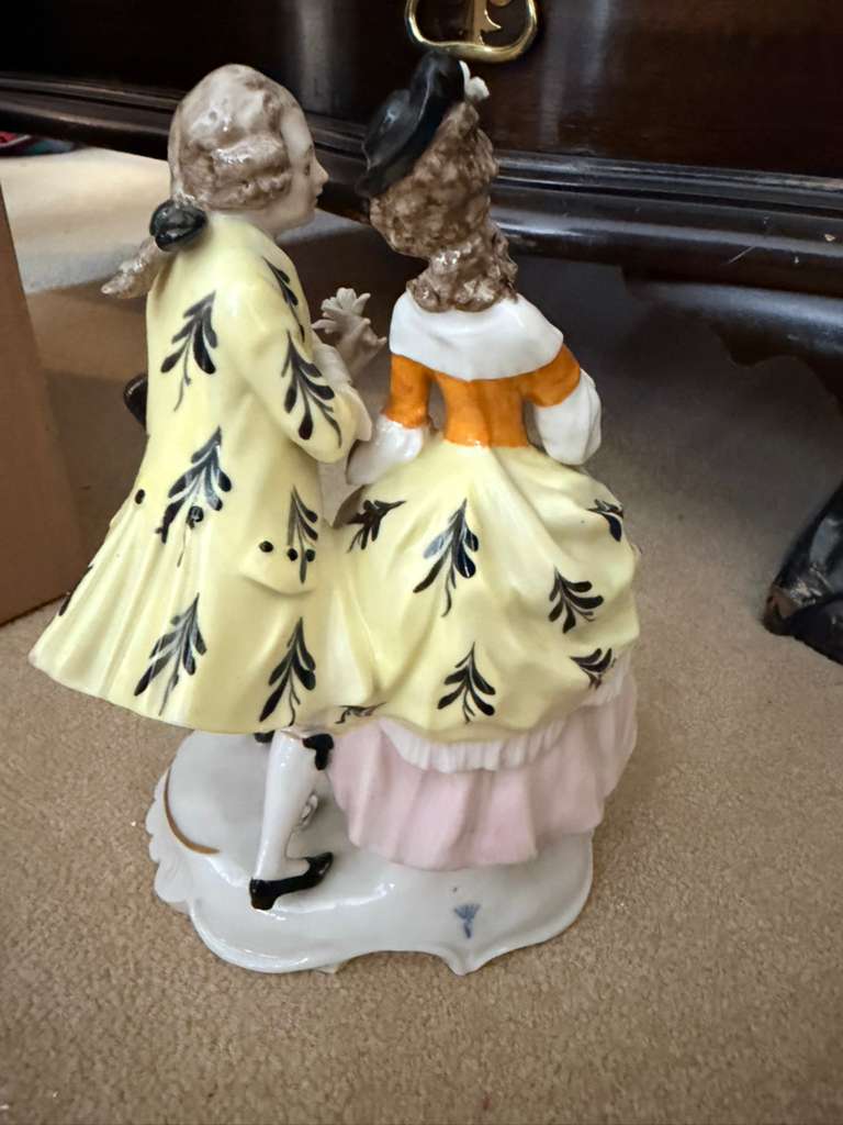 Antique German Porcelain Figurine Romantic Couple Hand Painted Victorian