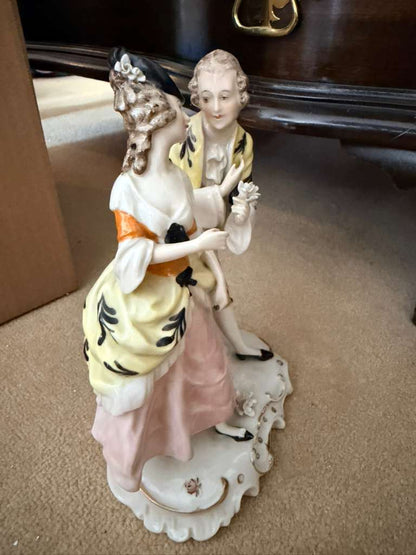 Antique German Porcelain Figurine Romantic Couple Hand Painted Victorian