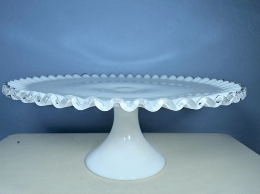Vintage Fenton Silver Crest milk glass pedestal cake stand