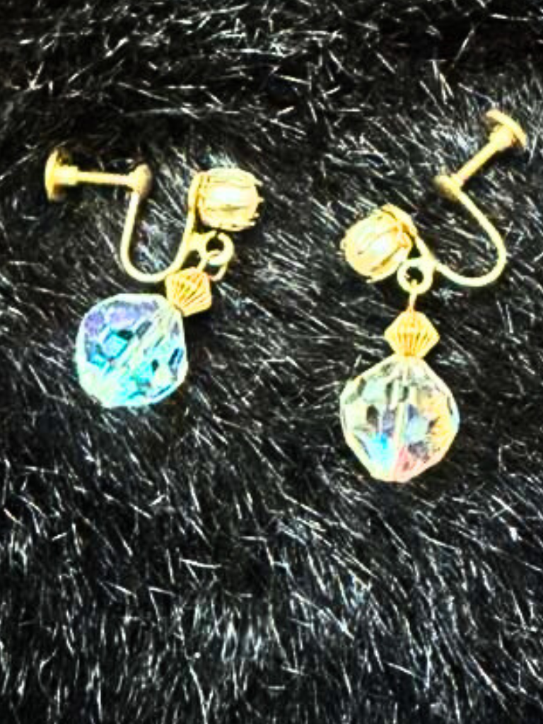 Gold Tone Vintage Pearl & Crystal Necklace Set  with Matching Earrings | Elegant Evening Jewelry