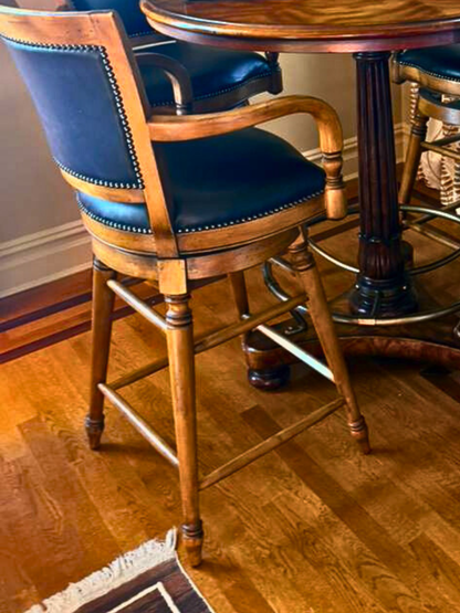 Elegant Solid Wood Pedestal Dining Table with 4 Bar-Height Chairs – Classic Traditional Style