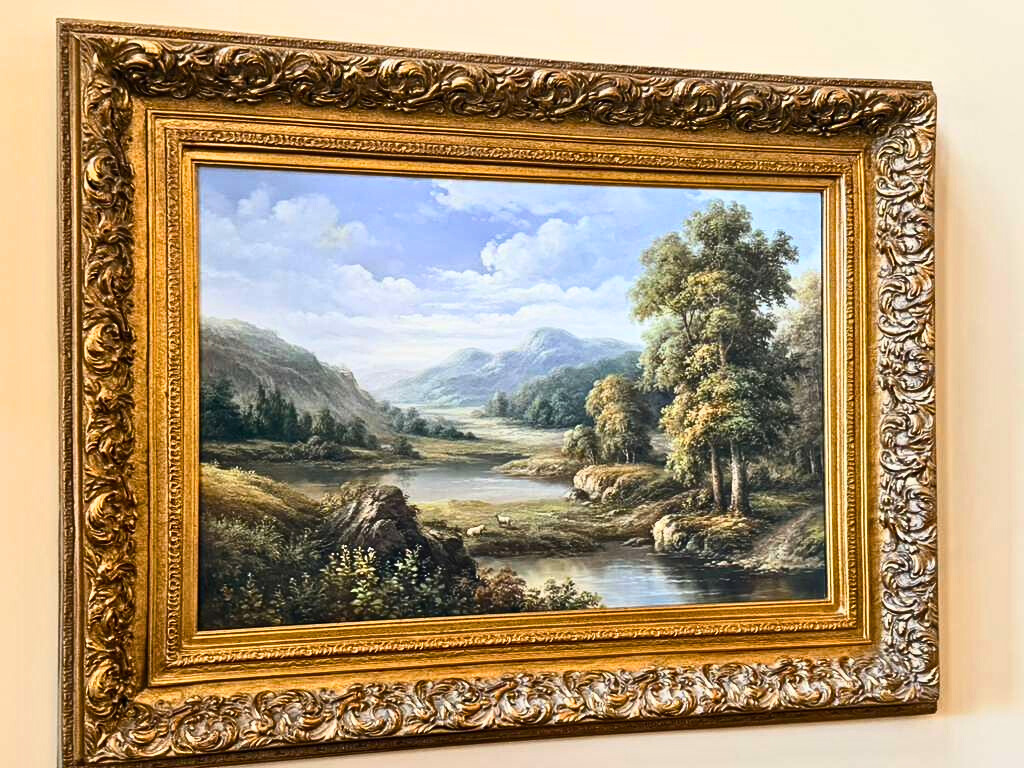 Vintage Landscape Painting | Classical Countryside Scene Ornate Gold Framed Art