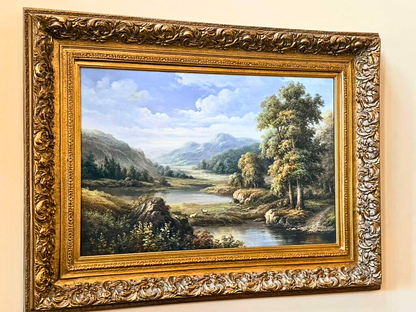 Vintage Landscape Painting | Classical Countryside Scene Ornate Gold Framed Art