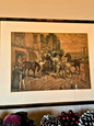 Beautiful Antique Chromolithograph and Oil Paint English Horse Coach Village 1