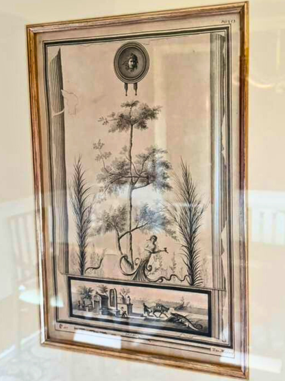 Elegant Neoclassical Allegorical Artwork | Classical Figure & Landscape | Gold Framed Wall Art