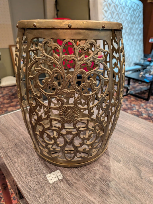 Solid Brass Garden Planter Stool, Table. Asian Brass Tabouret
