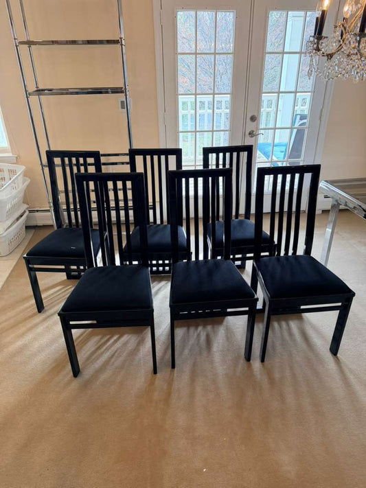 Set Of 6 Tonon Italian Modern Black Dining Chairs