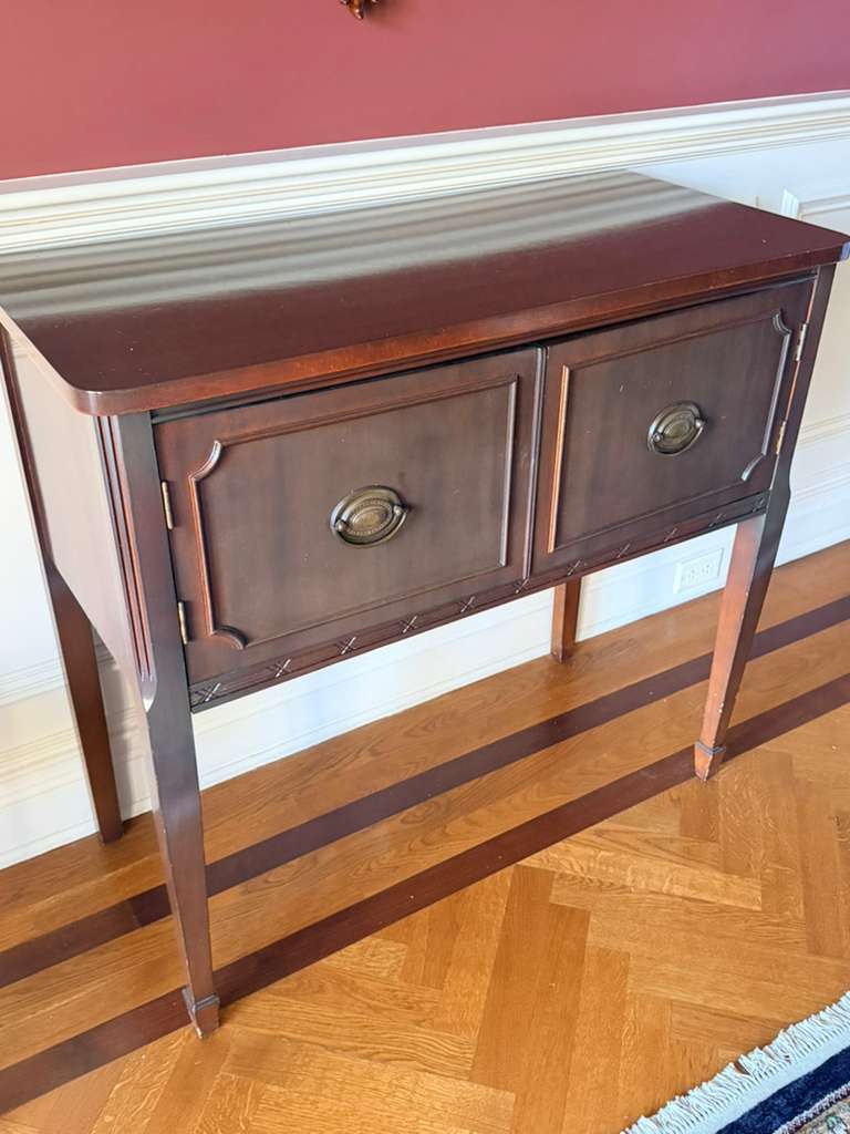 Vintage Solid Wood Console Table with Storage Cabinets