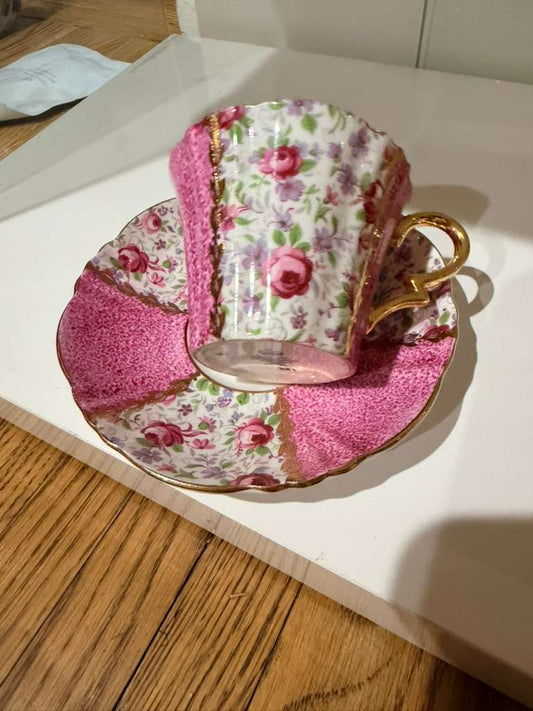 Royal Standard Fine Bone China Pink Floral Teacup & Saucer | England Vintage