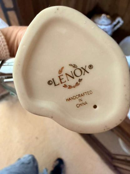 LENOX 4" Dolphin Jumping Out Of Water Figurine Ivory Gold Trim Porcelain