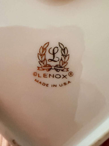 Vintage Lenox Heart Shaped Dish Pink Rose Gold Trim USA Made Porcelain