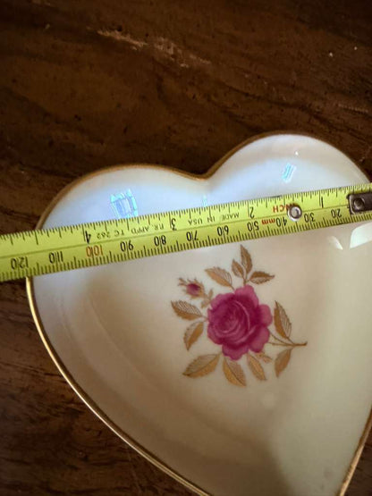 Vintage Lenox Heart Shaped Dish Pink Rose Gold Trim USA Made Porcelain