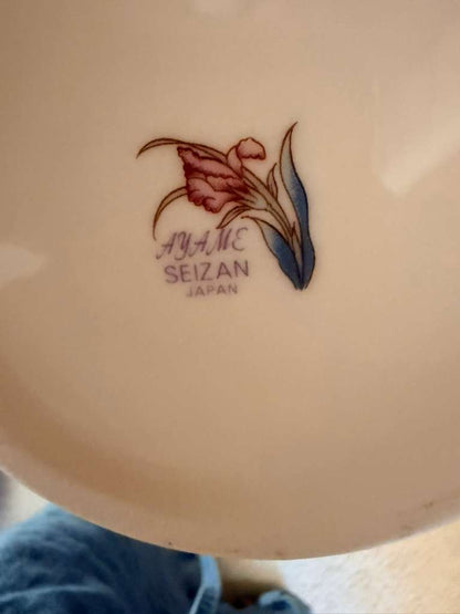 Vintage Iris Flower Vase Ayame Seizan 12" Tall Porcelain Made in Japan