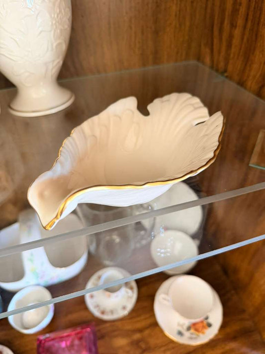 Lenox USA Dove Bird Shaped Candy Dish Cream Gold Color Trim Porcelain Nut Bowl