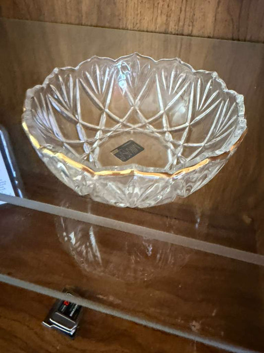 Vintage Mikasa Crystal Decorative Cut Glass Bowl with Gold Rim Made In Germany