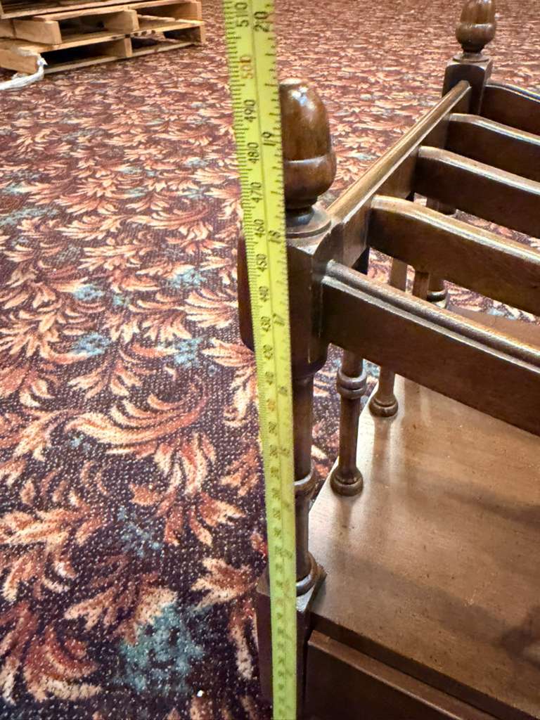 Vintage Wooden Magazine Rack Table With Drawer Rolling Casters Solid Wood