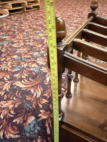 Vintage Wooden Magazine Rack Table With Drawer Rolling Casters Solid Wood