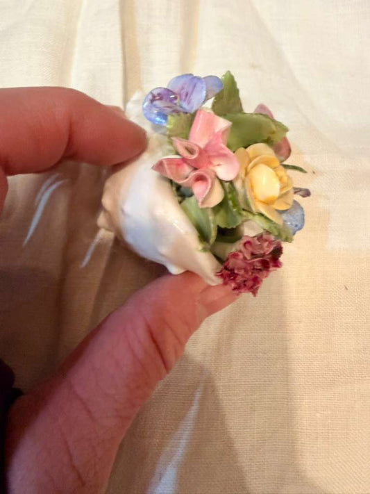 Royal Adderley Bone China Floral Shell Vase Miniature Flower Bouquet England VTG