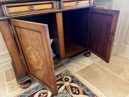 Vintage Wooden Sideboard | Buffet Cabinet with Star Inlay Doors