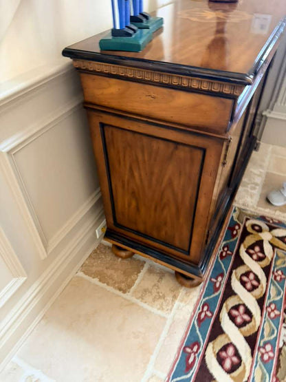 Vintage Wooden Sideboard | Buffet Cabinet with Star Inlay Doors