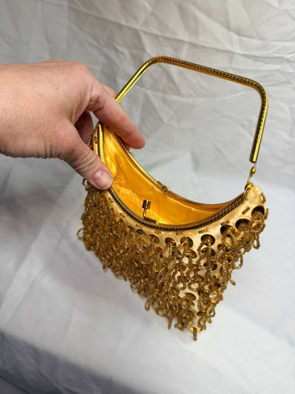 Vintage Safco Handbag Hong Kong Gold Beaded Sequins Evening Purse w/ Handle