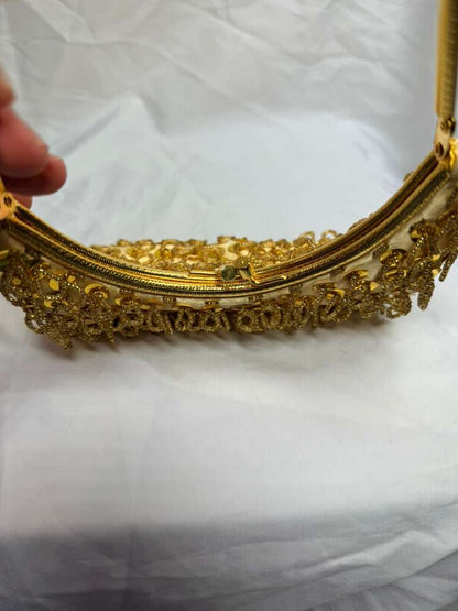 Vintage Safco Handbag Hong Kong Gold Beaded Sequins Evening Purse w/ Handle