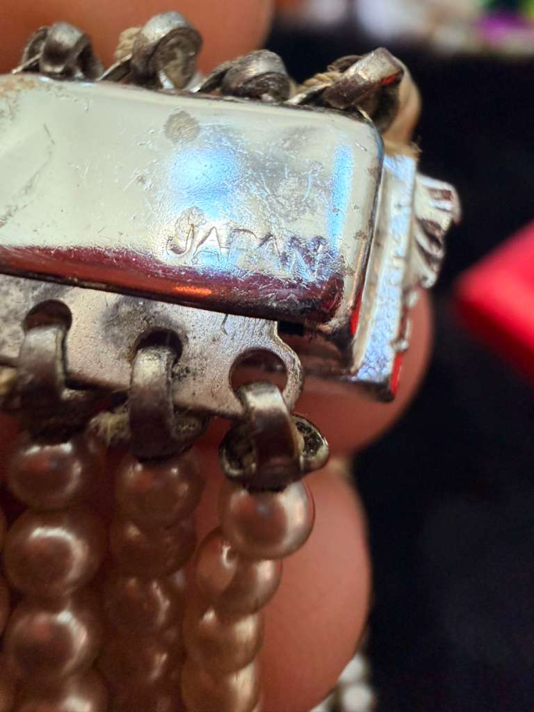 Vintage Multi-Strand Pearl Necklace | Made in Japan | Rhinestone Clasp Mid-Century Jewelry