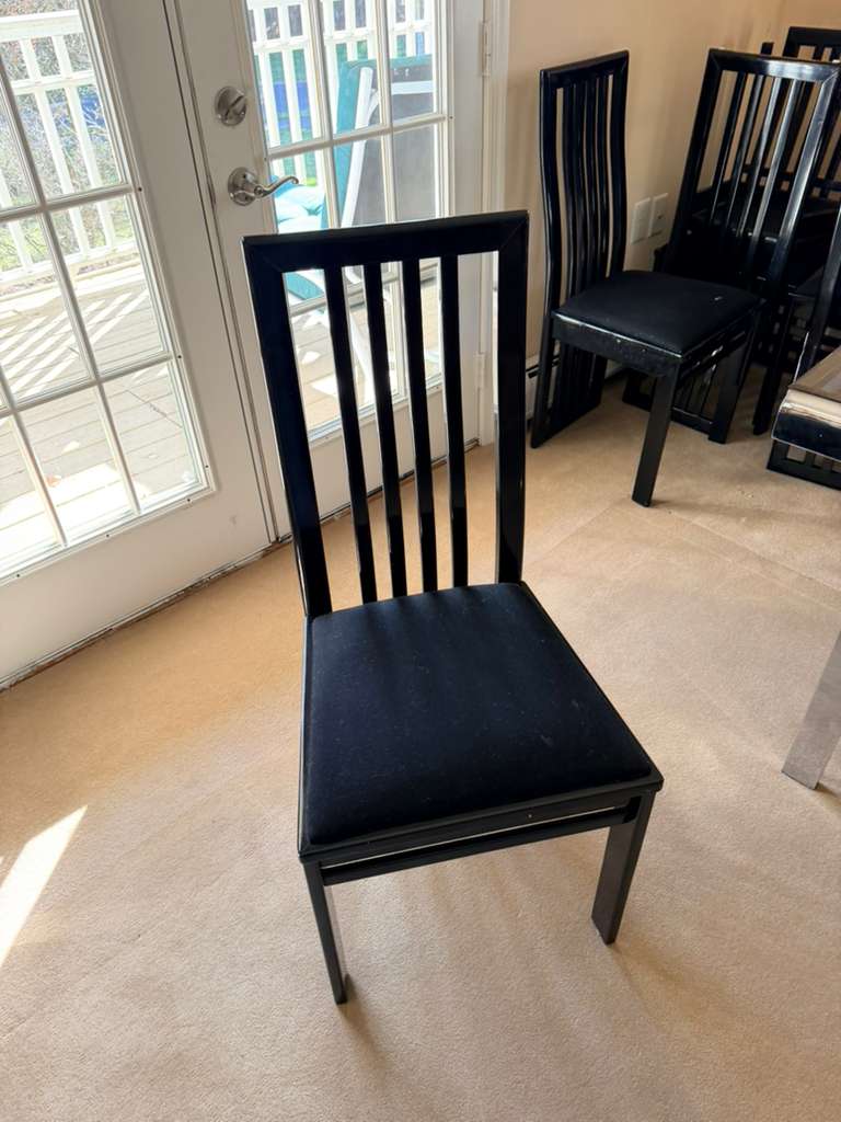 Set Of 6 Tonon Italian Modern Black Dining Chairs