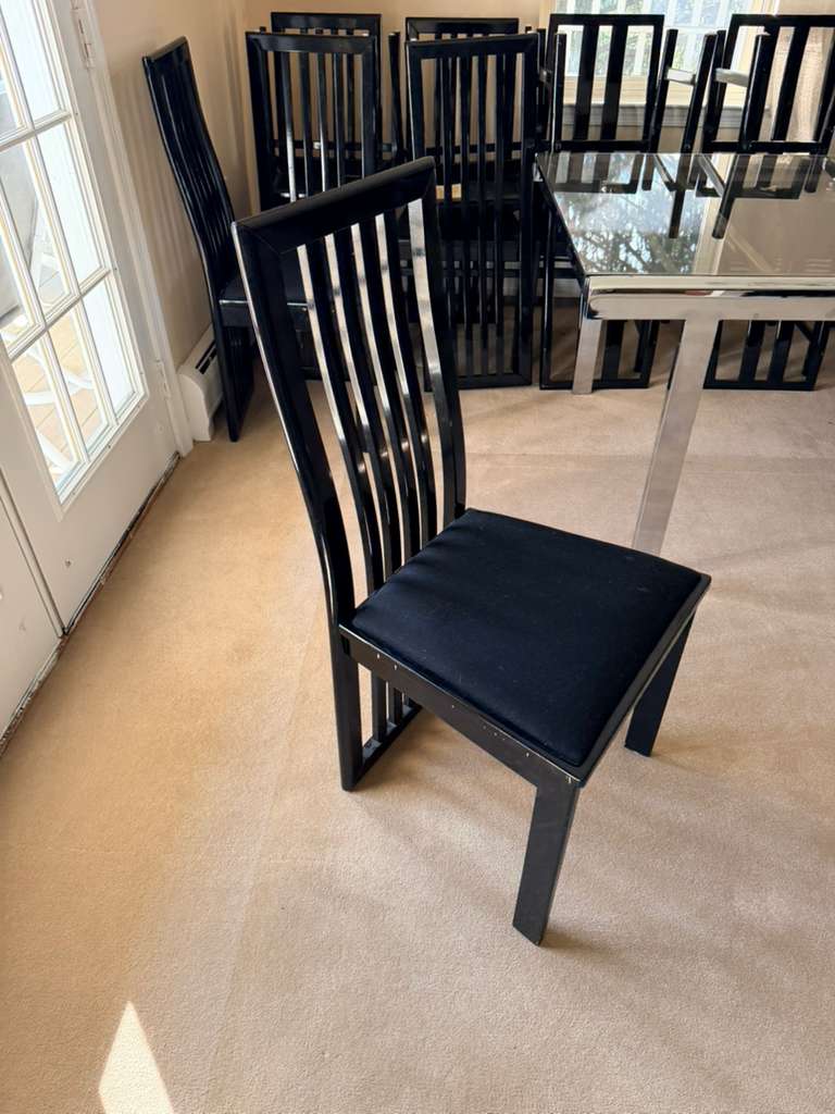 Set Of 6 Tonon Italian Modern Black Dining Chairs