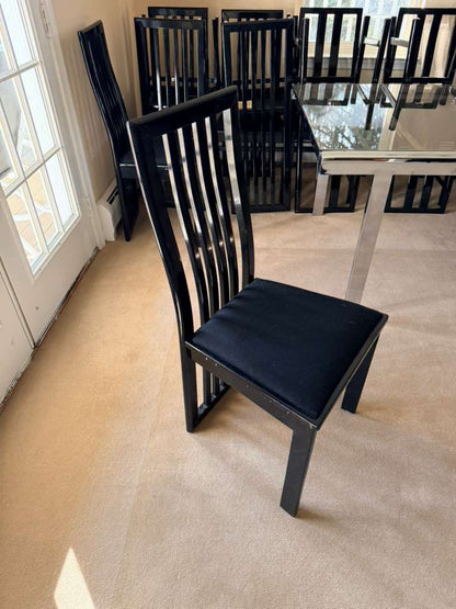 Set Of 6 Tonon Italian Modern Black Dining Chairs