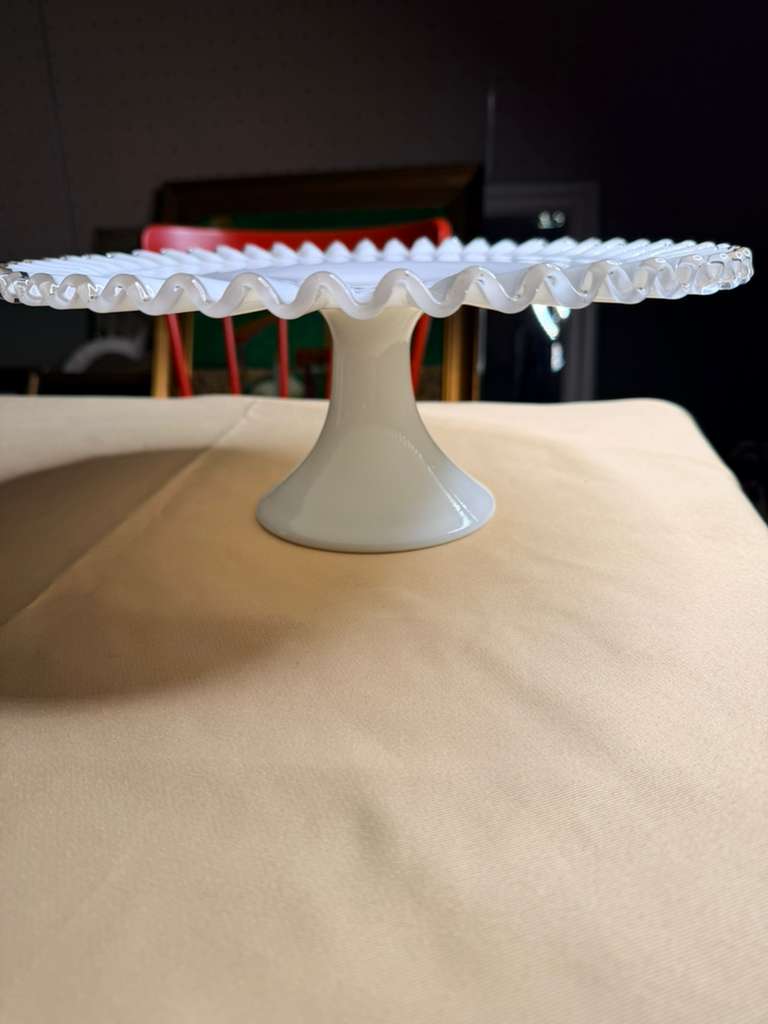 Vintage Fenton Silver Crest milk glass pedestal cake stand
