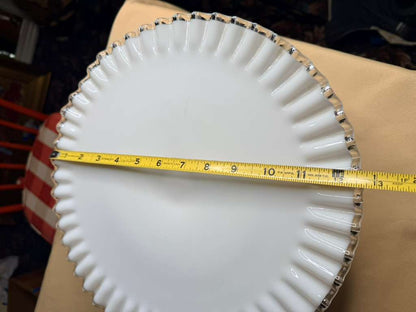 Vintage Fenton Silver Crest milk glass pedestal cake stand