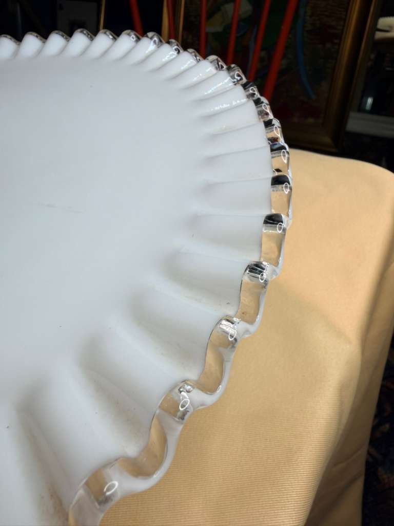 Vintage Fenton Silver Crest milk glass pedestal cake stand