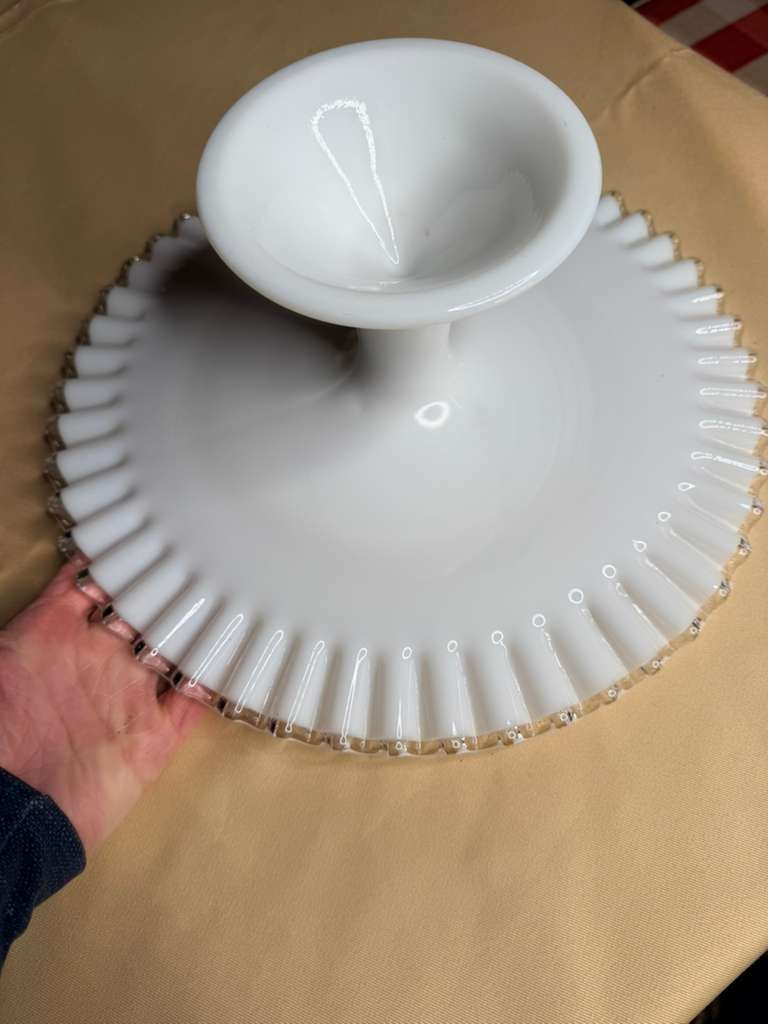 Vintage Fenton Silver Crest milk glass pedestal cake stand