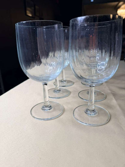 Set of 9 Vintage Clear Textured Wine Glasses Elegant Stemware