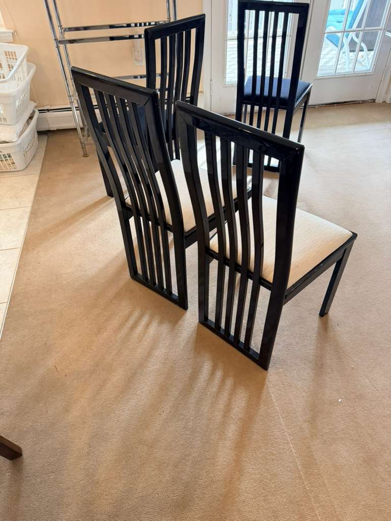 Two Piece Vintage 1980s 1990s Black Lacquer Dining Chairs