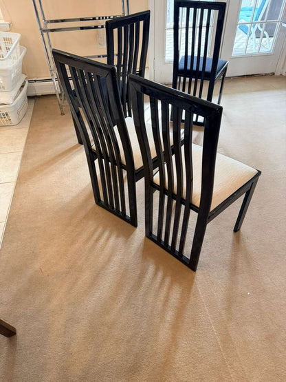 Two Piece Vintage 1980s 1990s Black Lacquer Dining Chairs