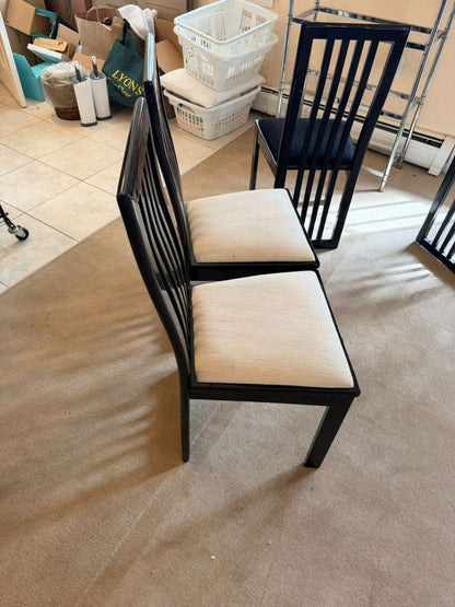 Two Piece Vintage 1980s 1990s Black Lacquer Dining Chairs