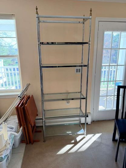 Vintage Maison Jansen Chrome and Brass Restoration Etagere