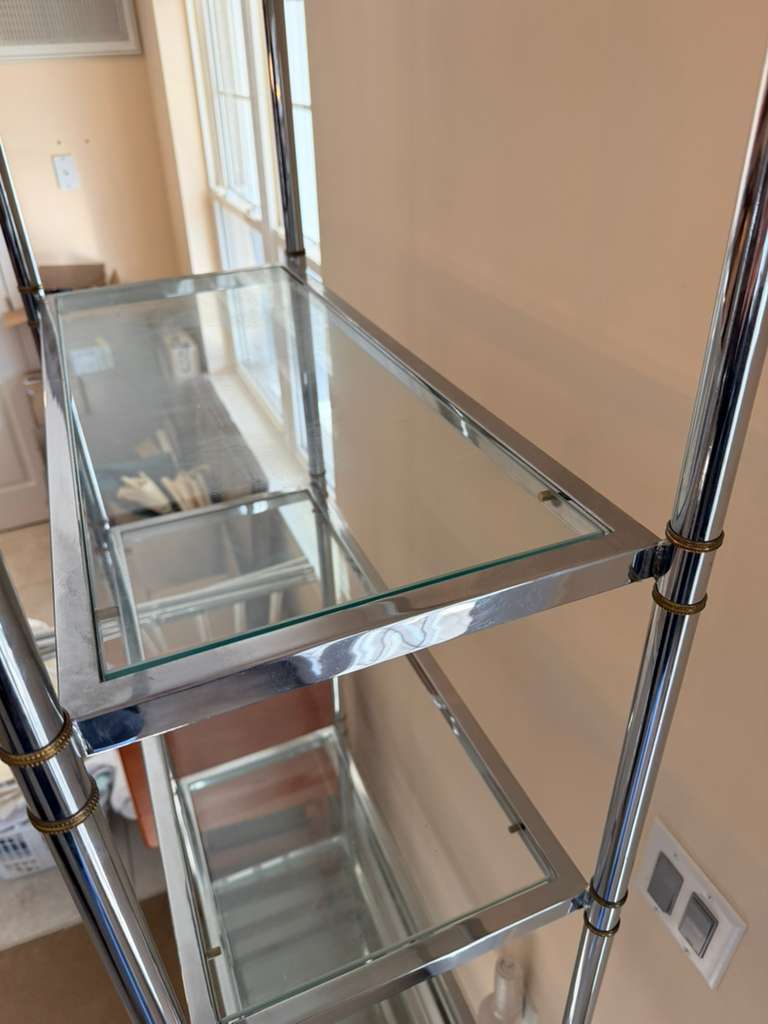 Vintage Maison Jansen Chrome and Brass Restoration Etagere