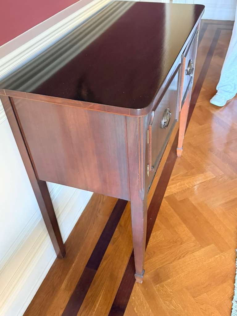 Vintage Solid Wood Console Table with Storage Cabinets