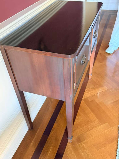 Vintage Solid Wood Console Table with Storage Cabinets