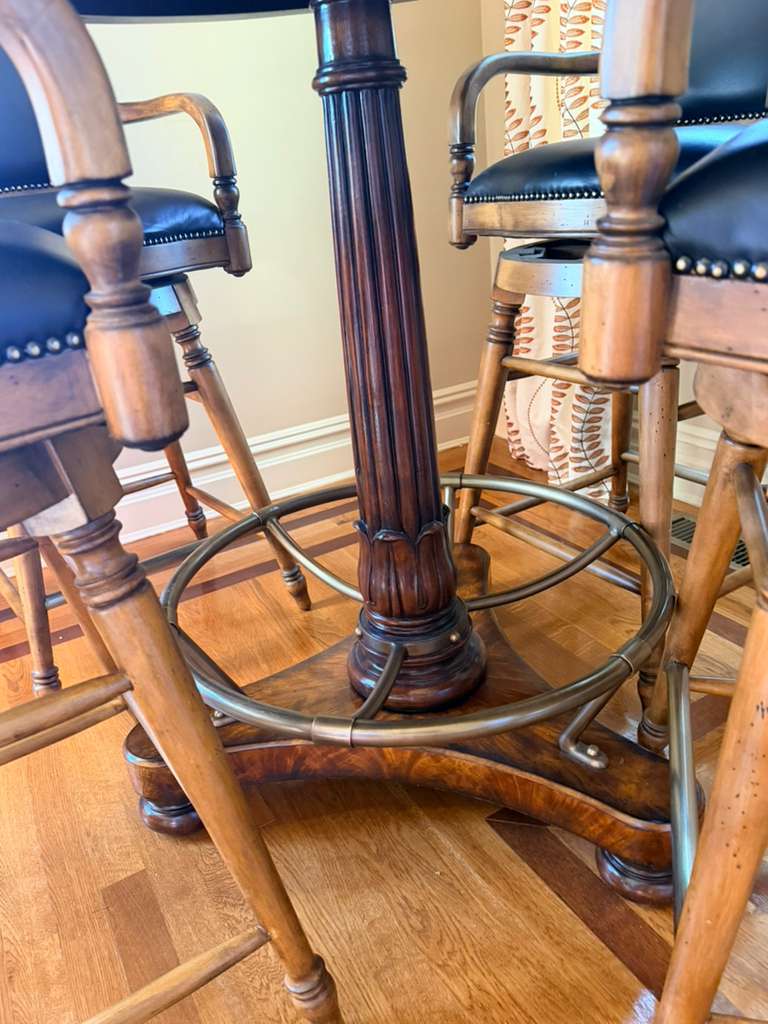 Elegant Solid Wood Pedestal Dining Table with 4 Bar-Height Chairs – Classic Traditional Style