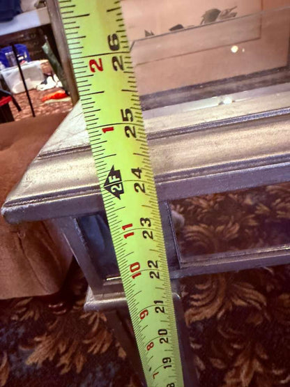 Mirrored Glass Console Table Silver Finish Hollywood Regency Accent Entryway Tab